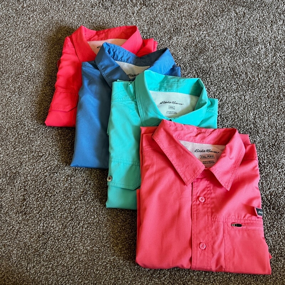 Eddie Bauer Short Sleeve Fishing Shirt Vented Quick Dry Button Up‎ XXL Lot 0077